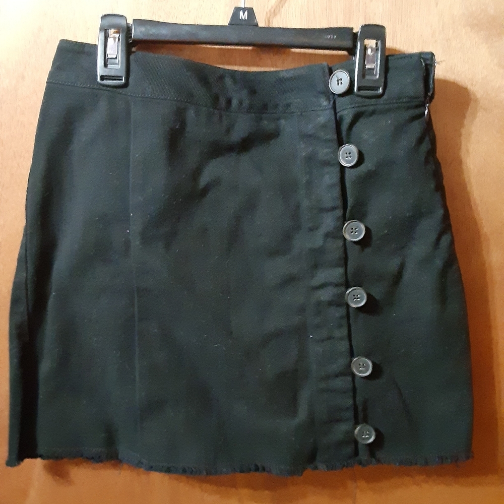Forever 21 Black Asymmetrical Button Mini Skirt